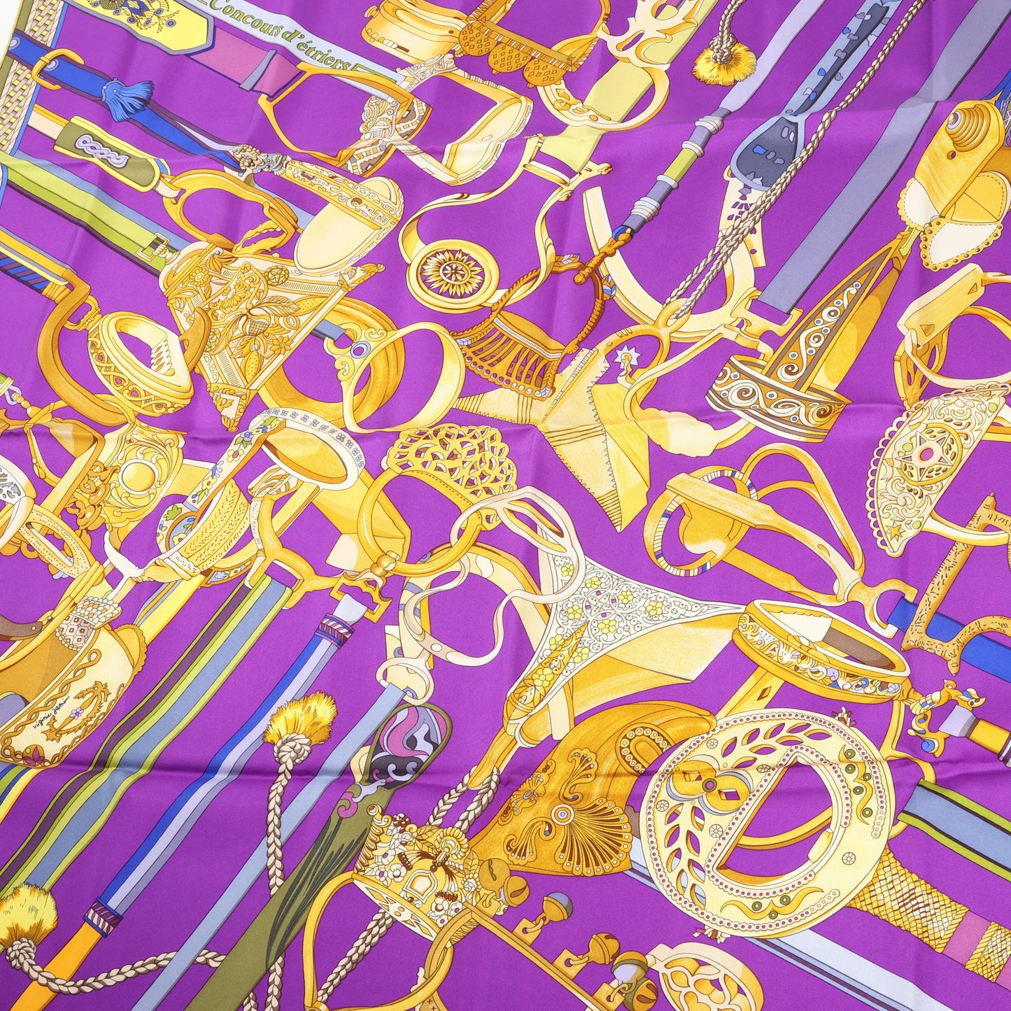 Hermès Carré 90 "Concours d'etriers Etelier" Silk handkerchief in Purple