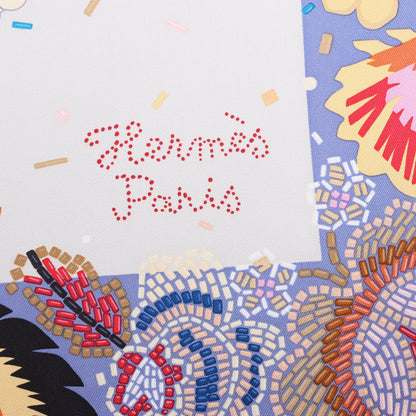Hermès Carré 90 "Costume de Fete" 100% Silk Scarf in Purple