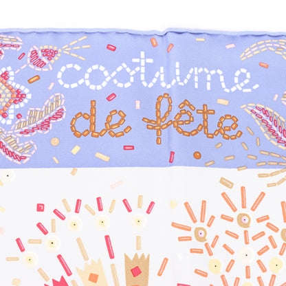 Hermès Carré 90 "Costume de Fete" 100% Silk Scarf in Purple
