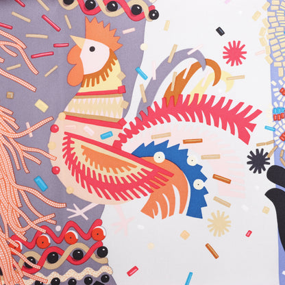 Hermès Carré 90 „Costume de Fete“ Schal aus 100 % Seide in Lila