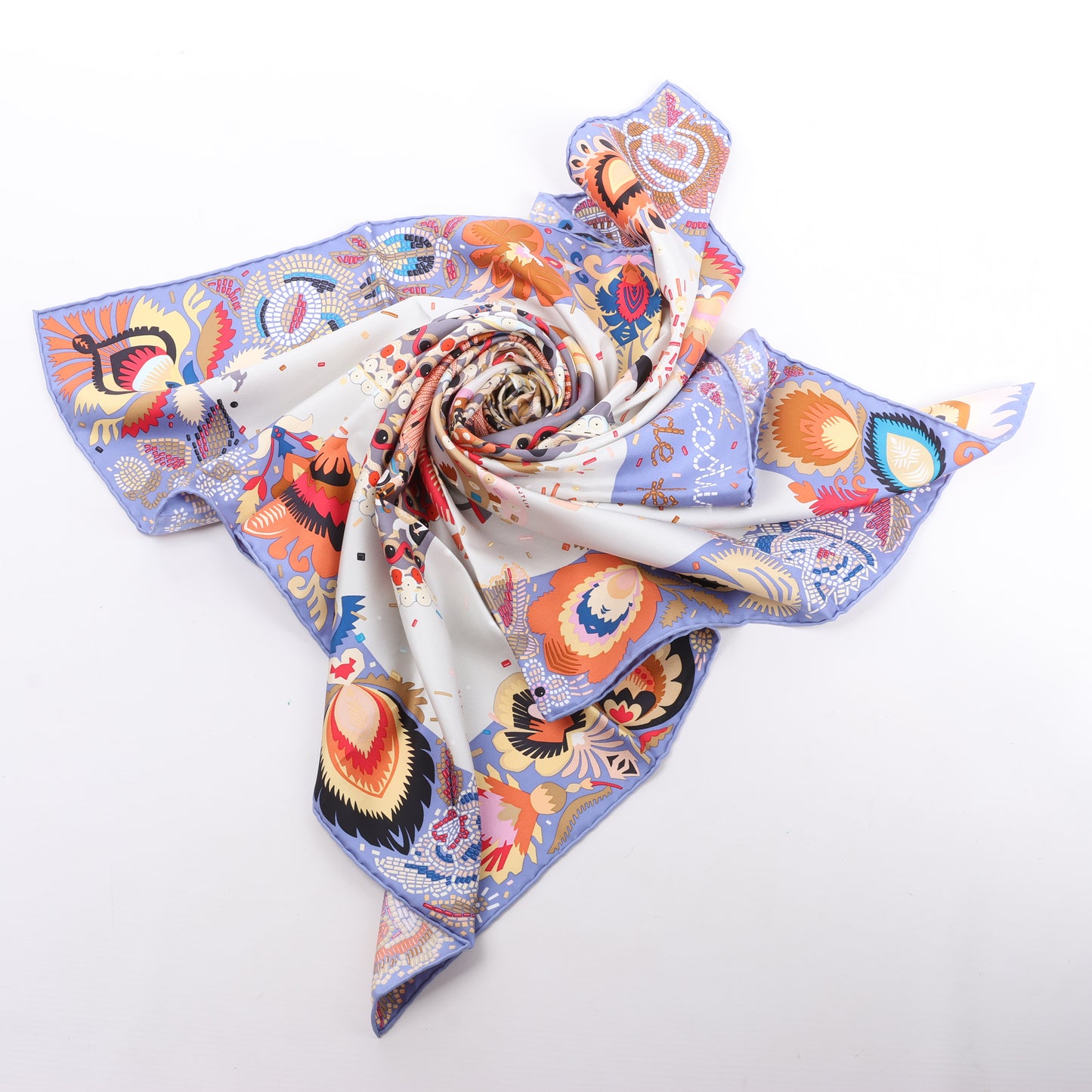Hermès Carré 90 "Costume de Fete" 100% Silk Scarf in Purple