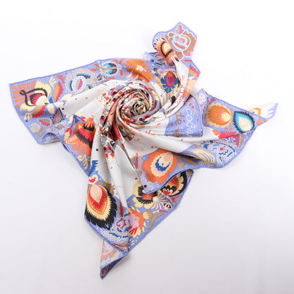 Hermès Carré 90 "Costume de Fete" 100% Silk Scarf in Purple