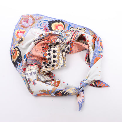 Hermès Carré 90 "Costume de Fete" 100% Silk Scarf in Purple