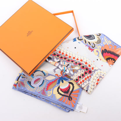 Hermès Carré 90 "Costume de Fete" 100% Silk Scarf in Purple