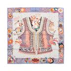 Hermès Carré 90 "Costume de Fete" 100% Silk Scarf in Purple