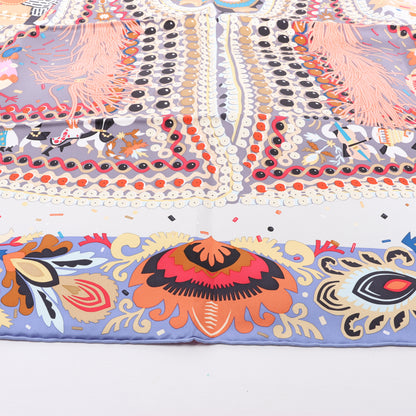 Hermès Carré 90 "Costume de Fete" 100% Silk Scarf in Purple