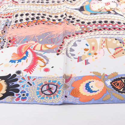 Hermès Carré 90 "Costume de Fete" 100% Silk Scarf in Purple