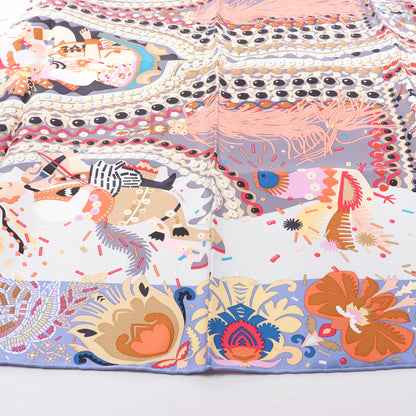 Hermès Carré 90 "Costume de Fete" 100% Silk Scarf in Purple