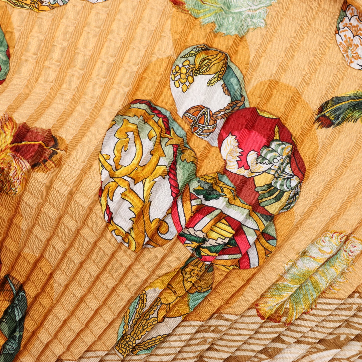 Hermès Carré 90 "Couvee D Hermes" Double Pleated Silk handkerchief in Brown