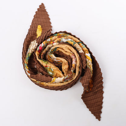 Hermès Carré 90 "Couvee D Hermes" Double Pleated Silk handkerchief in Brown