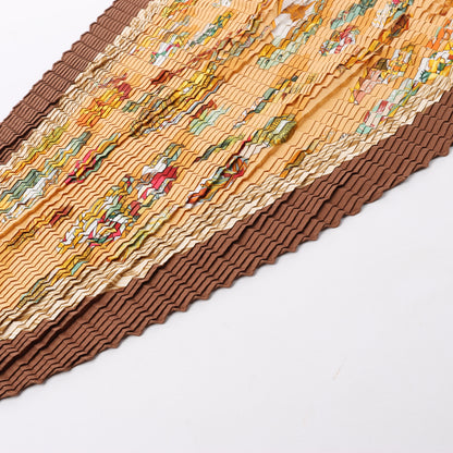 Hermès Carré 90 "Couvee D Hermes" Double Pleated Silk handkerchief in Brown