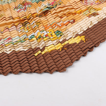 Hermès Carré 90 "Couvee D Hermes" Double Pleated Silk handkerchief in Brown