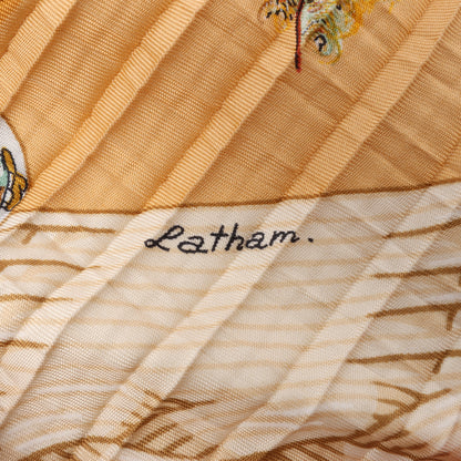 Hermès Carré 90 "Couvee D Hermes" Double Pleated Silk handkerchief in Brown