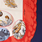 Hermès Carré 90 "Couvee d'Hermes" Silk handkerchief in Navy Blue x Red