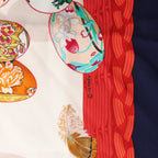 Hermès Carré 90 "Couvee d'Hermes" Silk handkerchief in Navy Blue x Red