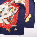 Hermès Carré 90 "Couvee d'Hermes" Silk handkerchief in Navy Blue x Red
