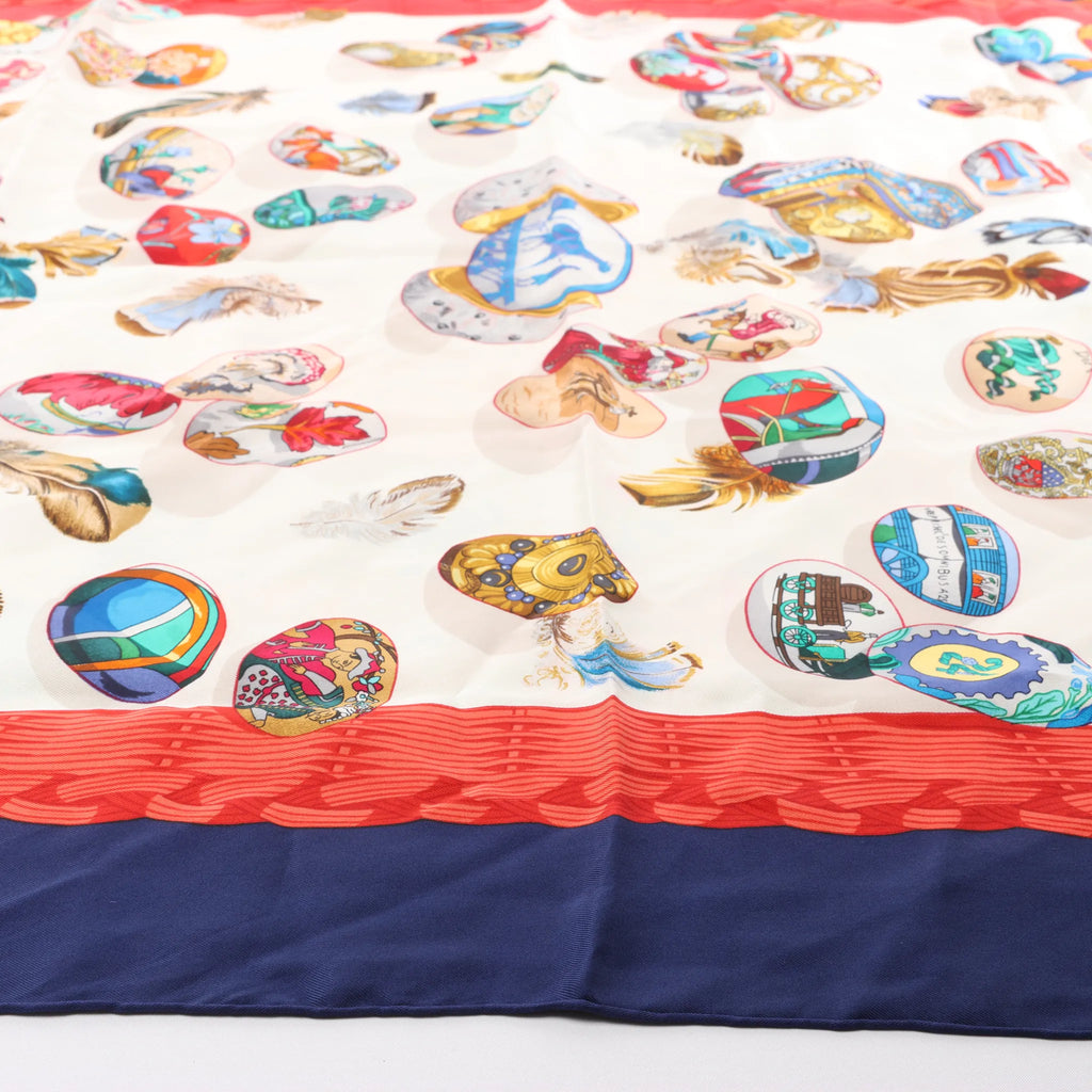 Hermès Carré 90 "Couvee d'Hermes" Silk handkerchief in Navy Blue x Red