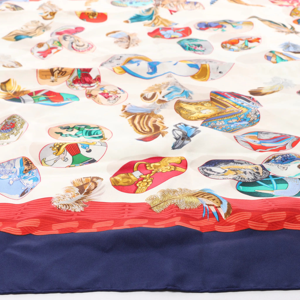 Hermès Carré 90 "Couvee d'Hermes" Silk handkerchief in Navy Blue x Red