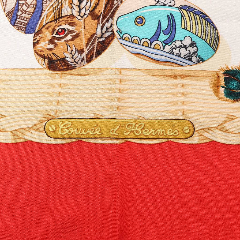 Hermès Carré 90 "Couvee d'Hermes" Silk handkerchief in Red