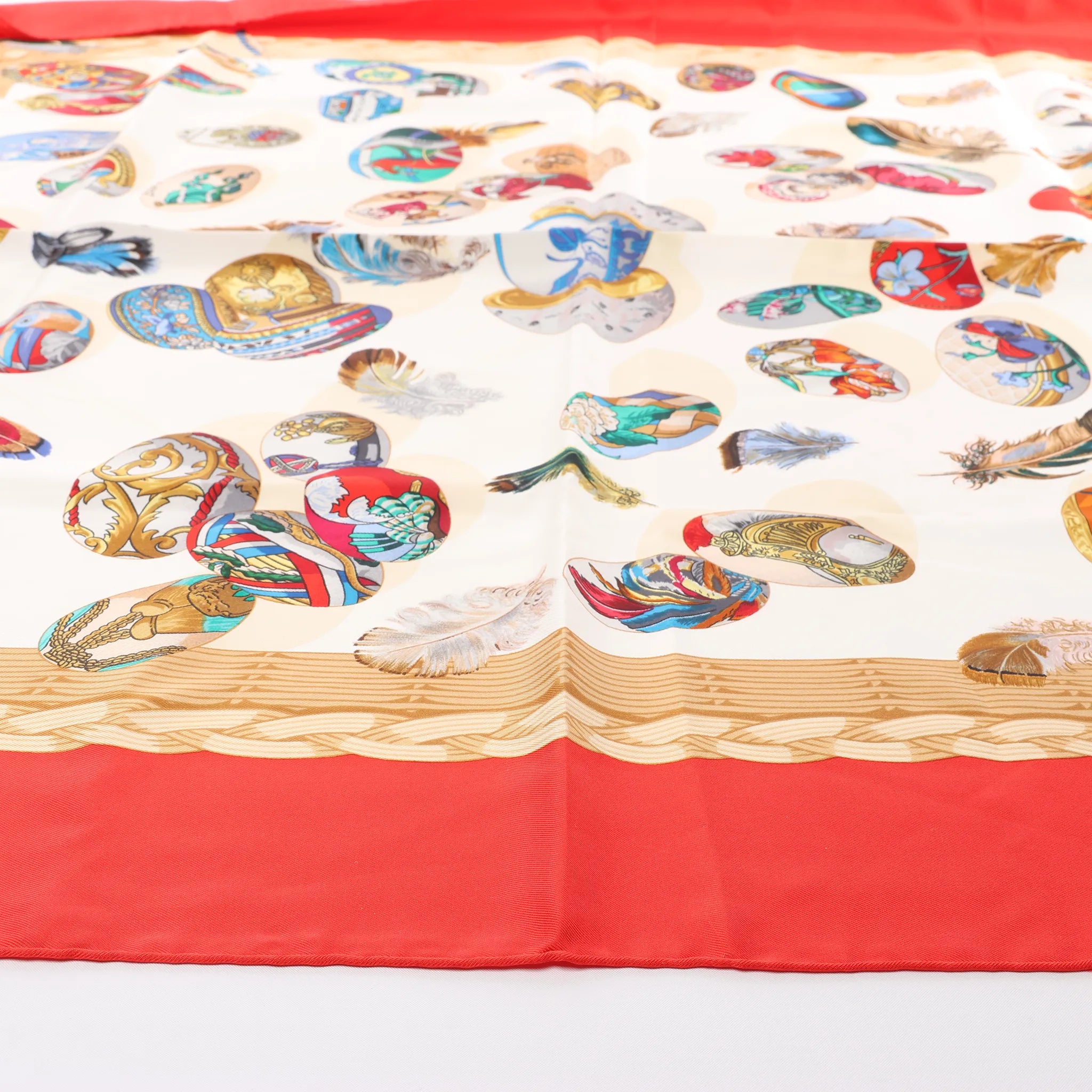 Hermès Carré 90 "Couvee d'Hermes" Silk handkerchief in Red