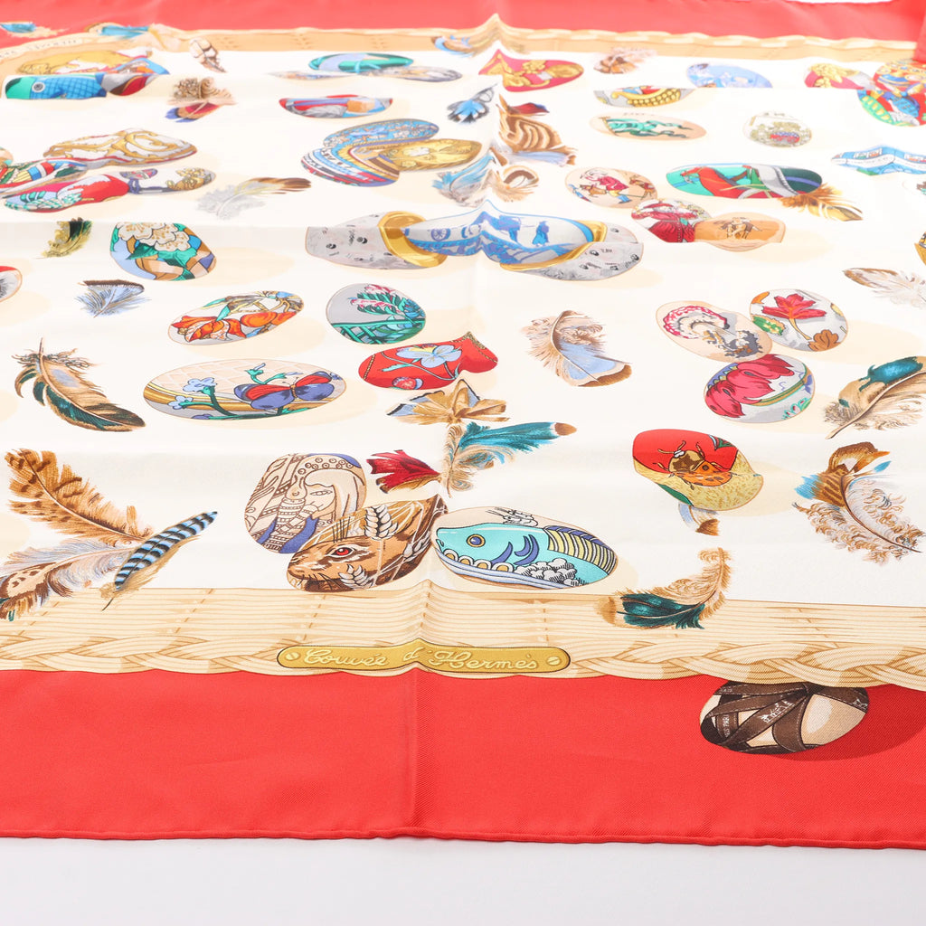 Hermès Carré 90 "Couvee d'Hermes" Silk handkerchief in Red