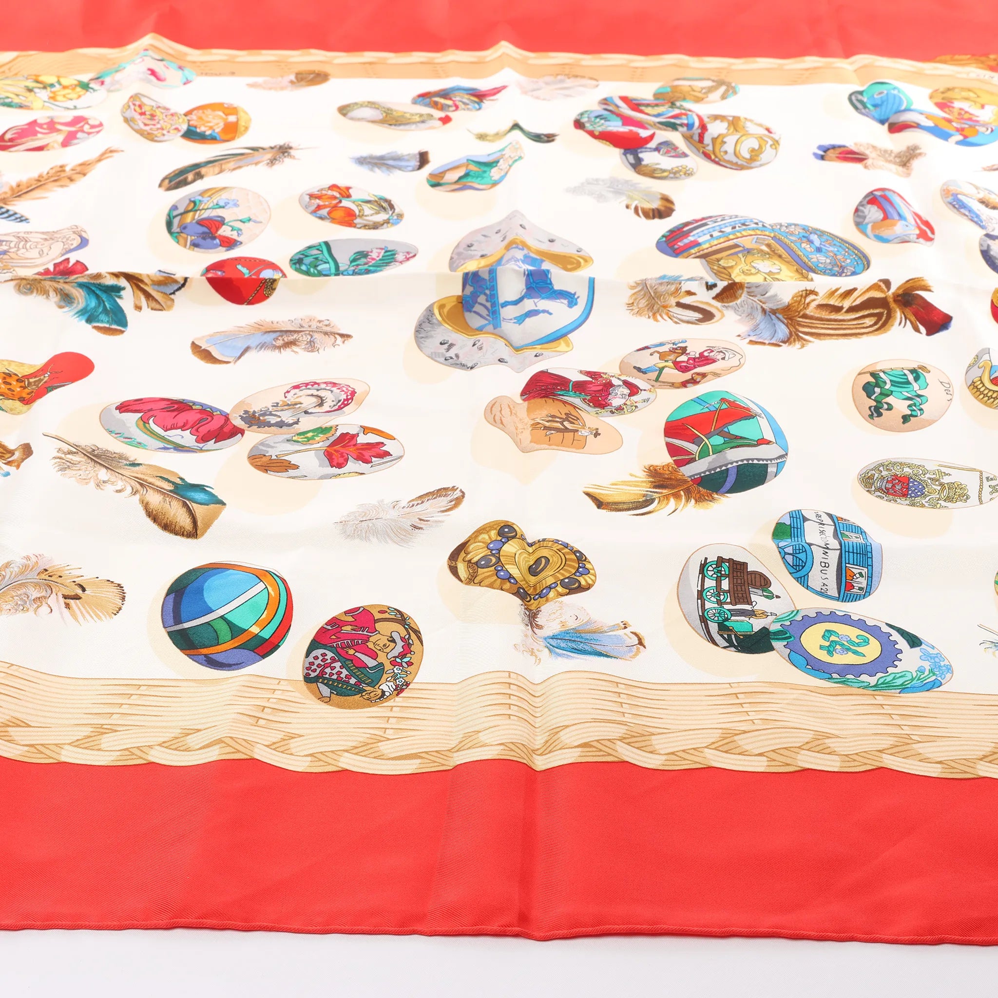 Hermès Carré 90 "Couvee d'Hermes" Silk handkerchief in Red