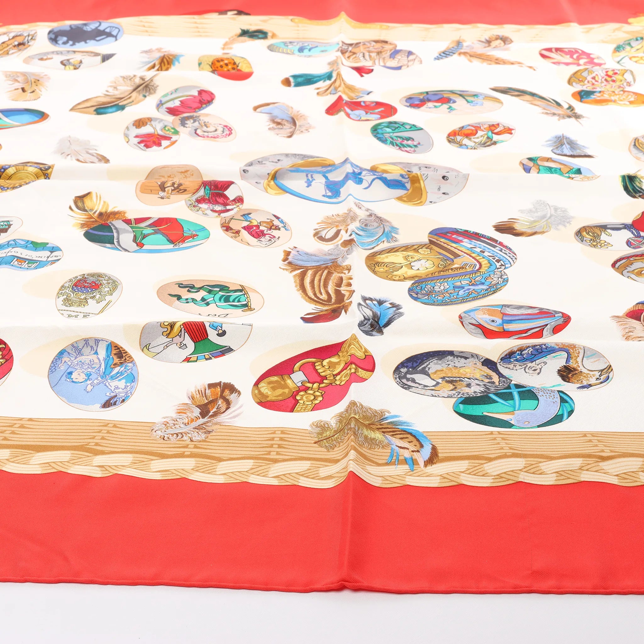 Hermès Carré 90 "Couvee d'Hermes" Silk handkerchief in Red