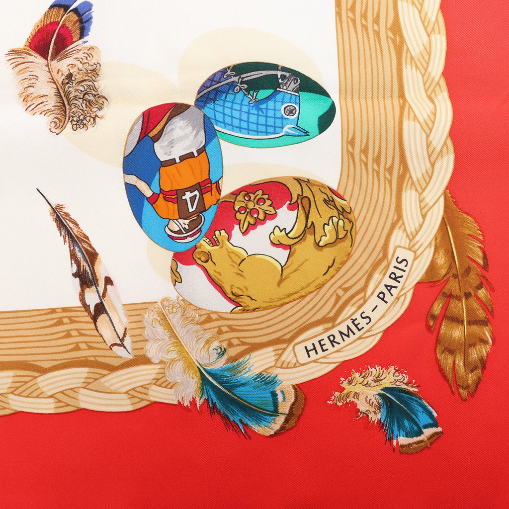 Hermès Carré 90 "Couvee d'Hermes" Silk handkerchief in Red
