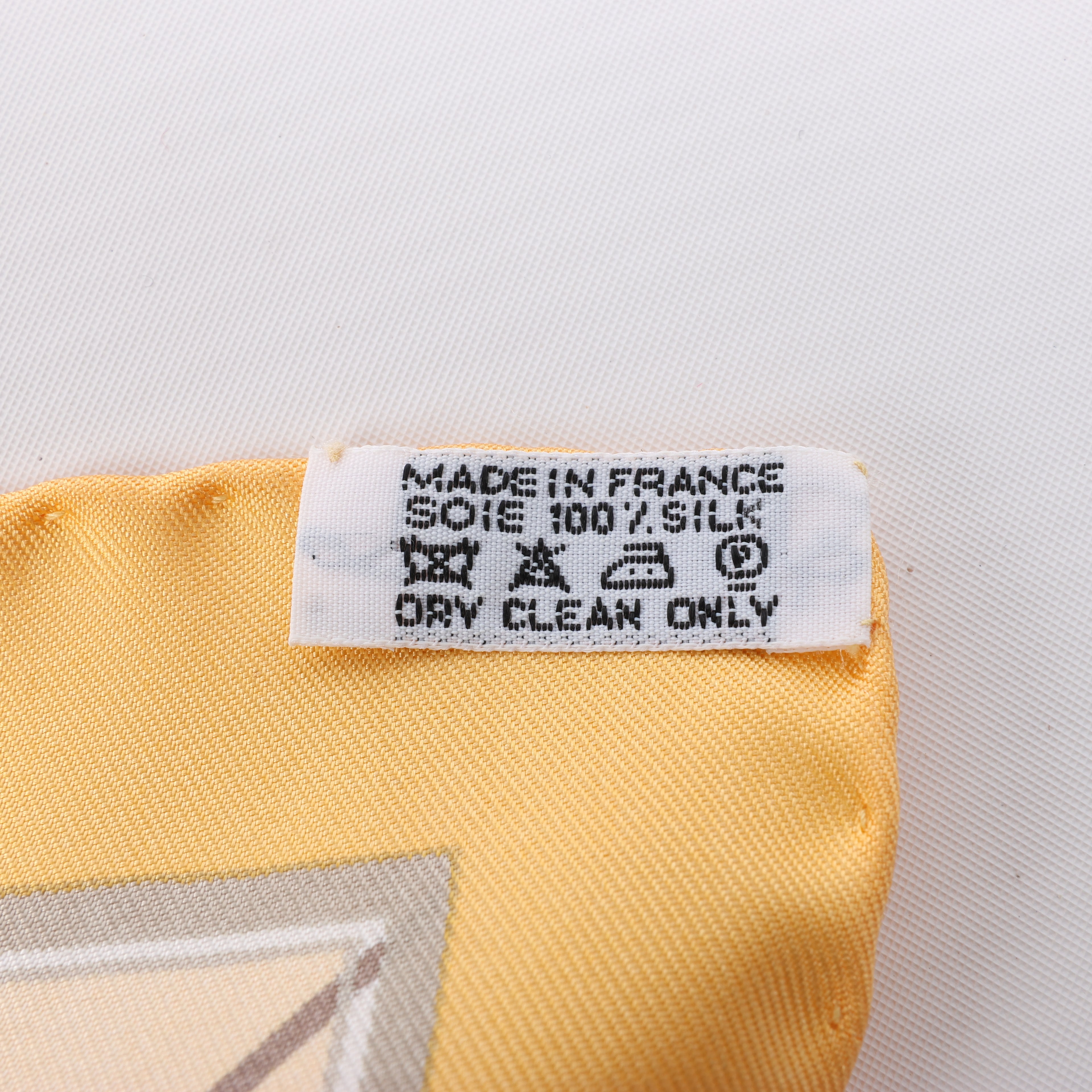 Hermès Carré 90 "Couvertures Et Tenues de Jour Pocket Square" 100% Silk Scarf in Beige