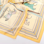Hermès Carré 90 "Couvertures Et Tenues de Jour Pocket Square" 100% Silk Scarf in Beige