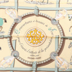 Hermès Carré 90 "Couvertures Et Tenues de Jour Pocket Square" 100% Silk Scarf in Beige