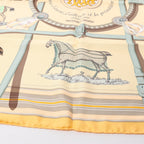 Hermès Carré 90 "Couvertures Et Tenues de Jour Pocket Square" 100% Silk Scarf in Beige