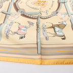Hermès Carré 90 "Couvertures Et Tenues de Jour Pocket Square" 100% Silk Scarf in Beige