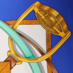 Hermès Carré 90 "Crano Manage" Silk handkerchief in Blue x Red