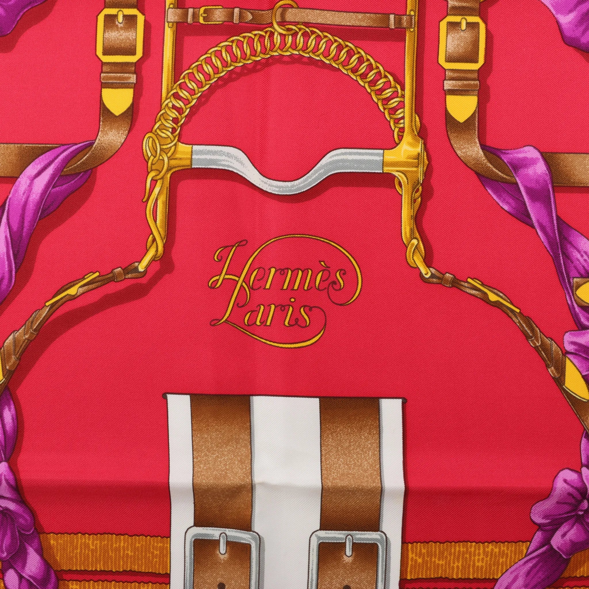 Hermès Carré 90 "Crano Manage" Silk handkerchief in Blue x Red
