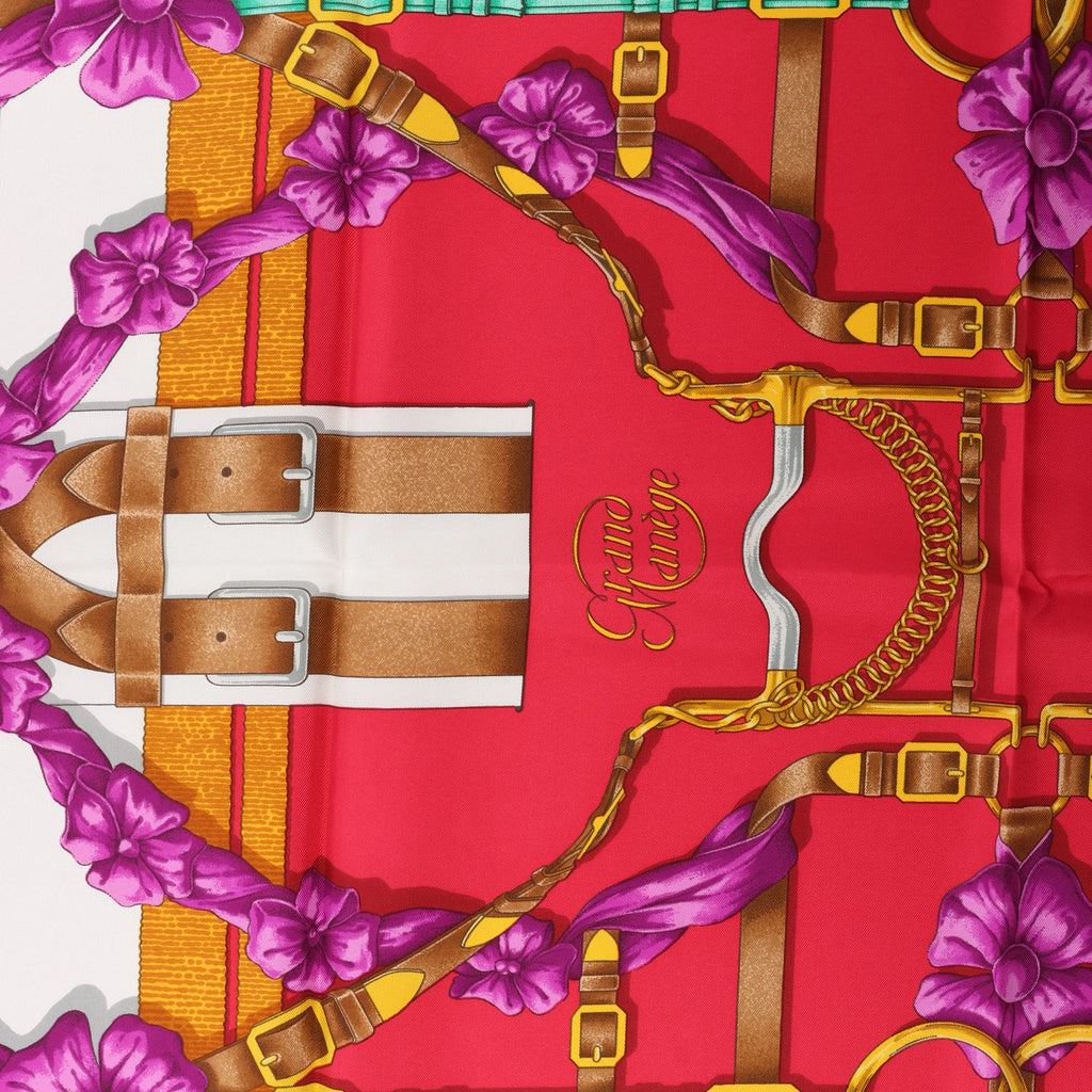 Hermès Carré 90 "Crano Manage" Silk handkerchief in Blue x Red