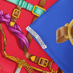 Hermès Carré 90 "Crano Manage" Silk handkerchief in Blue x Red