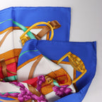 Hermès Carré 90 "Crano Manage" Silk handkerchief in Blue x Red