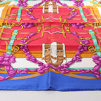 Hermès Carré 90 "Crano Manage" Silk handkerchief in Blue x Red