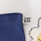 Hermès Carré 90 "Cuivreries" Silk handkerchief in Navy Blue x White