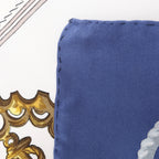 Hermès Carré 90 "Cuivreries" Silk handkerchief in Navy Blue x White