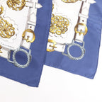 Hermès Carré 90 "Cuivreries" Silk handkerchief in Navy Blue x White
