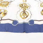 Hermès Carré 90 "Cuivreries" Silk handkerchief in Navy Blue x White