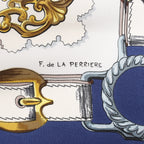 Hermès Carré 90 "Cuivreries" Silk handkerchief in Navy Blue x White
