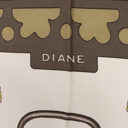 Hermès Carré 90 "DIANE Gunshot" Silk handkerchief in Brown