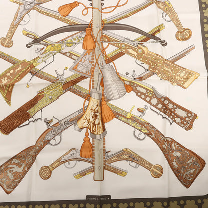 Hermès Carré 90 "DIANE Gunshot" Silk handkerchief in Brown