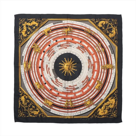 Hermès Carré 90 " DIES ET HORE" Silk handkerchief in Black