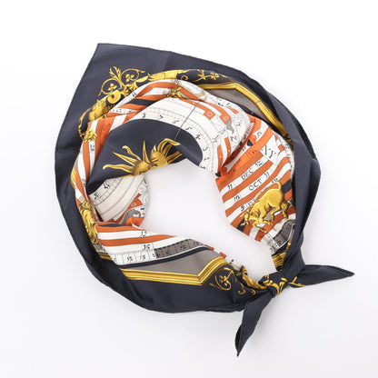 Hermès Carré 90 " DIES ET HORE" Silk handkerchief in Black