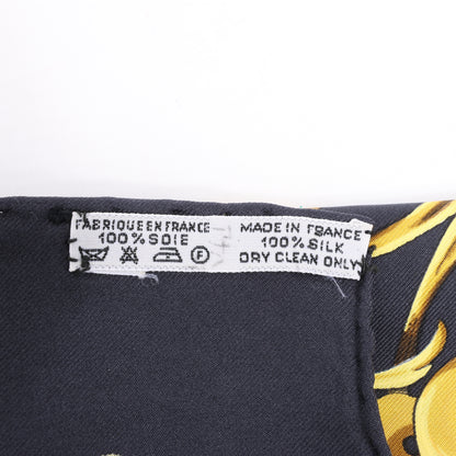Hermès Carré 90 " DIES ET HORE" Silk handkerchief in Black