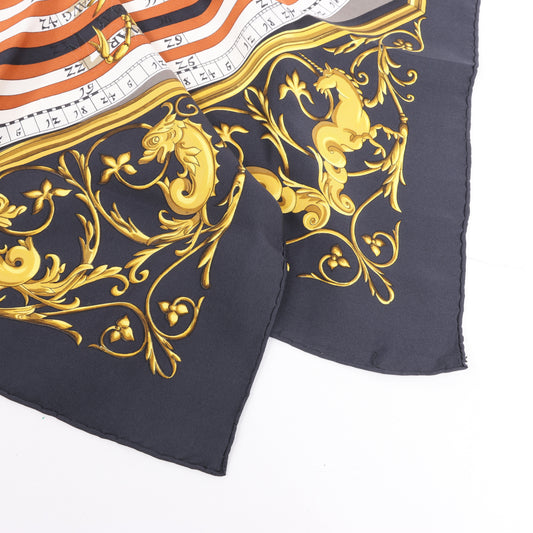 Hermès Carré 90 " DIES ET HORE" Silk handkerchief in Black